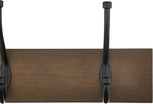 Vista 3 de Amazon Basics - Perchero de pared rectangular estilo casa de campo con ganchos de almacenamiento, 5 ganchos, color madera de granero Casa de campo