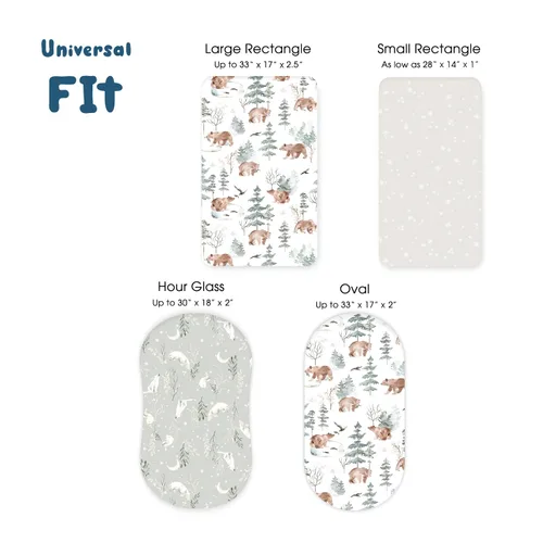 Vista 6 de Juego de sábanas bajeras elásticas ultra suaves 3 unidades, ajuste universal para moisés, cuna, cesta de moisés, colchón ovalado y rectangular