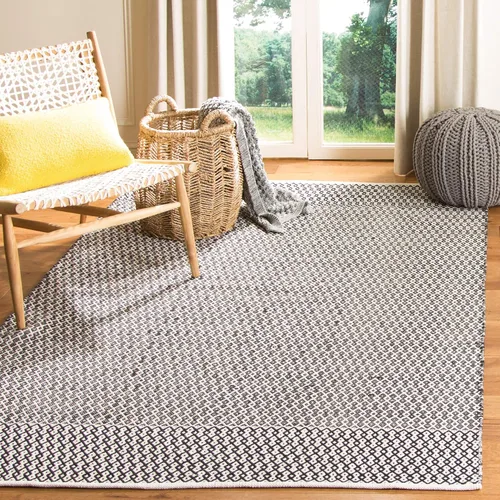 Vista 6 de SAFAVIEH Colección Montauk - Alfombra decorativa de 2 pies 3 pulgadas x 4 pies, color marfil y negro, hecha a mano de algodón estilo bohemio rural