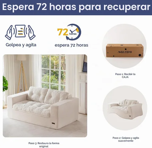 Vista 8 de MAXYOYO Sofá biplaza de 63 pulgadas para espacios pequeños, sofá de nube tapizado sin hueso para apartamento dormitorio, sofá biplaza de 2 plazas
