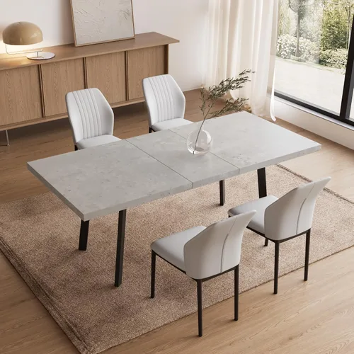 Vista 15 de Zerifevni 47.2"- 62.9" Extendable Dining Table Set of 5 Kitchen Table with 4 Dining Chairs, Modern Gray Wood Grain, Waterproof Scratchproof for
