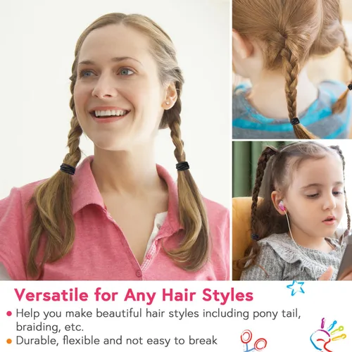 Vista 2 de Ligas pequeñas superelásticas para el cabello para niñas y niños pequeños, no se rompen, elásticos para coletas, coleteros para el cabello, no se