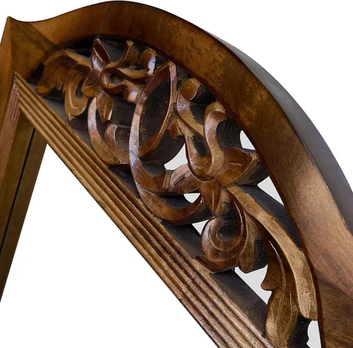 Vista 3 de Espejo de pared de madera, espejo de marco de madera rústica para baño, granja, dormitorio, entrada y sala de estar, espejo de pared decorativo