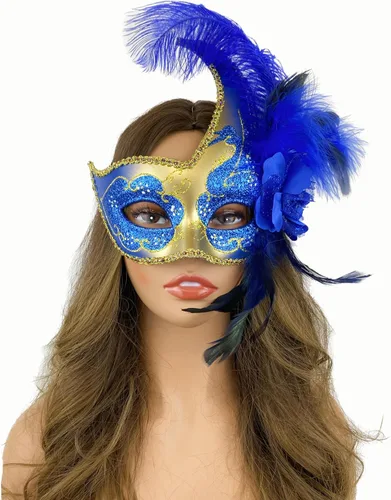 Vista 18 de Máscara de plumas venecianas para mujer, disfraz de Halloween, Mardi Gras, cosplay, fiesta de boda