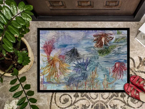 Vista 3 de Caroline's Treasures 8975MAT - Tapete abstracto de sirena de fantasía de agua de 18 x 27 pulgadas, tapete para puerta delantera, para interiores