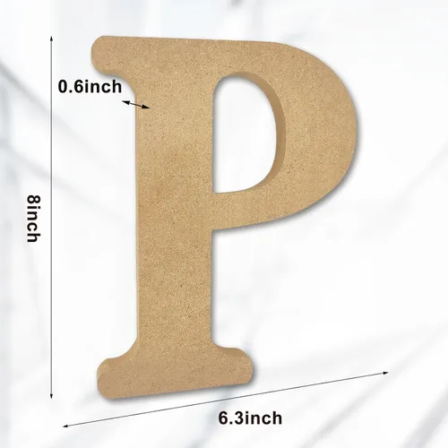 Vista 2 de AOCEAN Letras de madera diseñables de 8 pulgadas, letras de madera sin terminar para decoración de pared, letras decorativas de pie, rebanadas