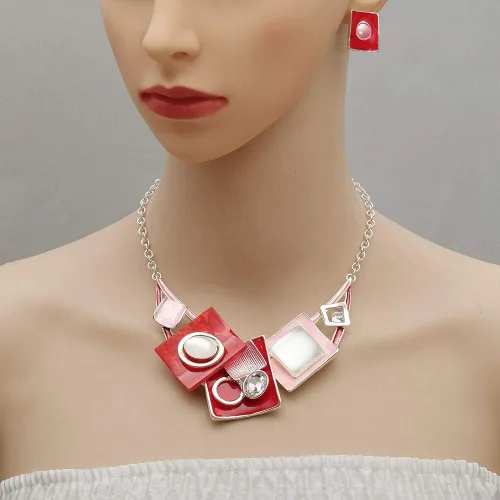 Vista 3 de CSY Conjunto de joyería de regalo para mujer con diseño de ópalos de cristal ovalados y bohemios