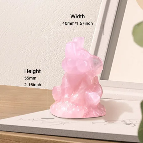 Vista 4 de ZHIYUXI Figura de elefante de cristal rosa de 2.2 pulgadas, decoración de estatua de elefante de cristal para estante de oficina en casa, regalos