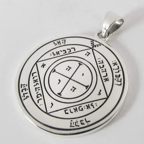 Vista 2 de Moonlight Mysteries Talismán de plata de ley quinto pentáculo de Saturno para protección, Metal