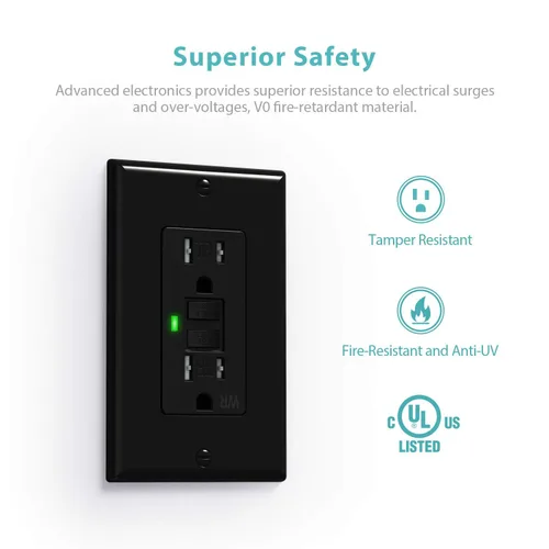 Vista 4 de WEBANG - Tomacorrientes GFCI de autocomprobación, resistentes a manipulaciones y a la intemperie, receptáculo GFCI con indicador LED, placas