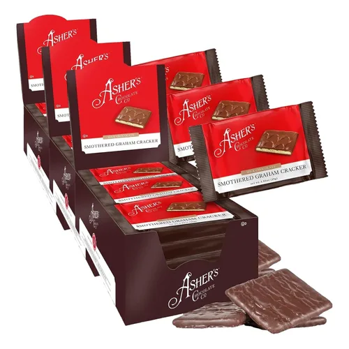Vista 6 de Asher's Chocolates, Grahams cubiertos de chocolate, dulces dulces dulces y salados gourmet, aperitivos envueltos individualmente, propiedad familiar
