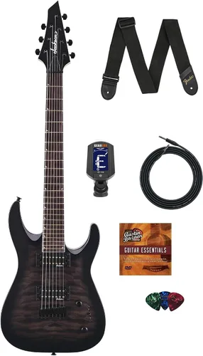 Vista 15 de Jackson JS Series Dinky JS20 DKQ 2PT Transparent Black Burst Paquete con cable, afinador, correa, púas y DVD de guitarra Austin Bazaar