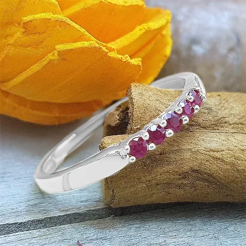 Vista 32 de Dazzlingrock Collection Anillo de boda redondo de 5 piedras preciosas o diamantes para mujer en oro macizo de 10 K/14 K/18 K