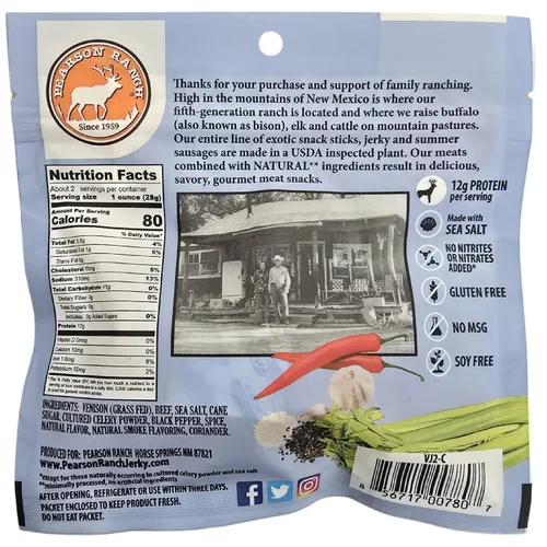 Vista 4 de Pearson Ranch Wild Grass Fed Game - Paquete variado de 4 bolsas de 2.1 onzas, venado, alce, búfalo y jabalí, sin gluten, sin MSG, apto para paleo