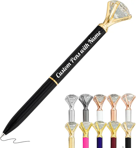 Vista 33 de Hasta 100 bolígrafos de diamante personalizados a granel con nombre, bolígrafo de impresión personalizada con logotipo de negocios grabado, mensaje