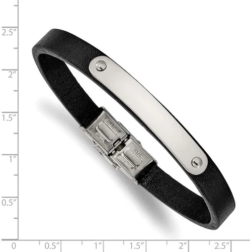 Vista 3 de Pulsera de identificación de acero inoxidable macizo para hombre de 8,5 pulgadas (ancho 0.276in)