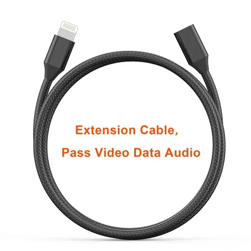 Vista 8 de Cable de extensión de cargador para iPhone, [certificado Apple MFi] Cable de nailon trenzado Lightning Extender Dock Cable macho a hembra adaptador