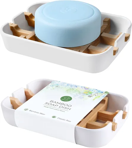 Vista 8 de Jaboneras para barra de jabón, soporte de jabón de baño negro, soporte de bambú para ducha de baño, lavabo de baño
