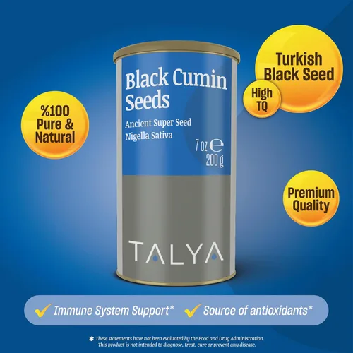 Vista 3 de TALYA Semillas de comino negro, 7 oz (200 g) – Semilla antigua de alta calidad, Nigella Sativa, apoyo inmunológico, alta timoquinona, sin gluten