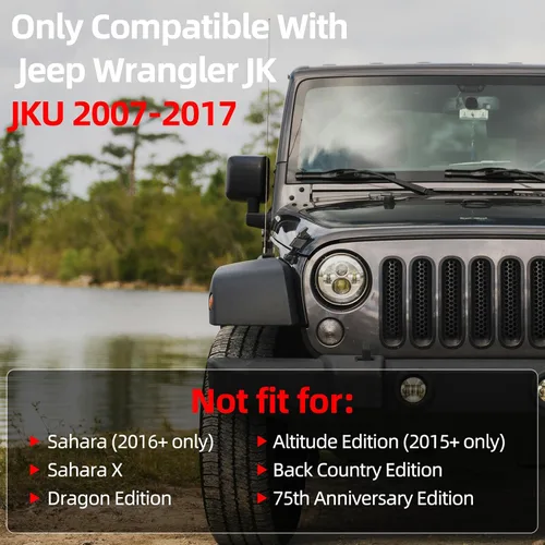 Vista 2 de AggAuto Insertos para Parrilla Compatibles con Jeep Wrangler JK JKU 2007 2008 2009 2010 2011 2012 2013 2014 2015 2016 2017, Accesorios de Cobertura