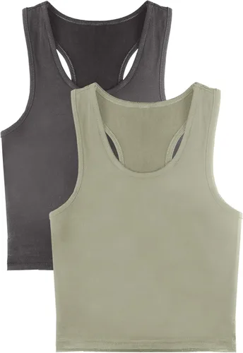 Vista 4 de Boao 2 Pieces Crop Tank Top Basic Sleeveless Crop Top Workout Racerback Cropped Tank Sports Top for Women