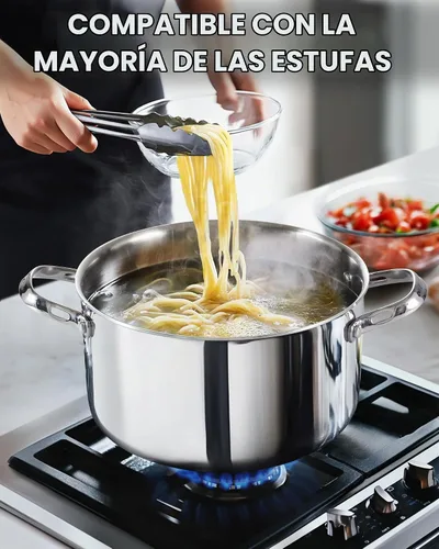Vista 3 de Cooks Standard Olla para Caldo de Acero Inoxidable Multi-Capa, Olla Holandesa de 7 Cuartos para Cocinar Pasta y Enlatado con Tapa, Olla Profunda