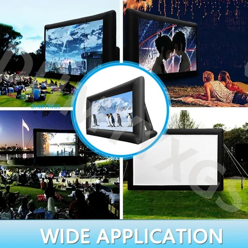 Vista 5 de Pantalla de cine inflable, pantalla de cine inflable para exteriores, para fiestas de cine en el patio trasero al aire libre con soplador de aire