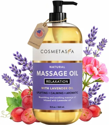 Vista 11 de Aceite de masaje nutritivo natural con rodillo de bola de masaje – Aceites terapéuticos de masaje de cítricos y coco con aceites esenciales
