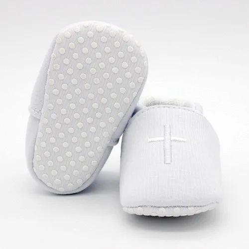 Vista 4 de Zapatillas de bautizo y cristianización con cruz suave para bebés varones, suela premium, tenis para bebésniños pequeños