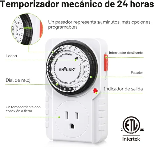 Vista 2 de Temporizador mecánico empotrado, con enchufe de 24 horas Century.