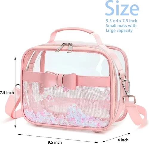 Vista 3 de Monederos transparentes para mujer, bolsas transparentes aprobadas para estadios, bolsa cruzada pequeña, bolsa transparente tipo cartera