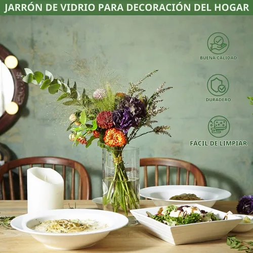 Vista 5 de Jarrón cilíndrico de vidrio de 6 pulgadas de alto para centros de mesa