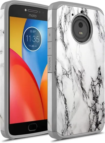 Vista 7 de Funda para Moto E4 Plus, Moto E Plus (4ª generación), Rosebono de doble capa a prueba de golpes, funda rígida vintage para Motorola Moto E4 Plus