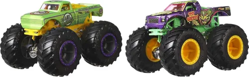 Vista 5 de Hot Wheels Monster Trucks Paquete de 2, Conjunto Demolition Doubles de 2 Vehículos de Juguete a Escala 1:64, para Niños y Coleccionistas