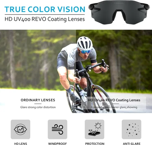 Vista 2 de FEISEDY Gafas de sol deportivas sin montura para hombres y mujeres Tr90 Marco para ciclismo Pesca Correr B0116