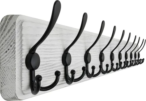 Vista 34 de SKOLOO Perchero de pared montado en la pared de estilo rústico: Perchero de pared de pino de madera auténtica de 40,6 cm de orificio a orificio