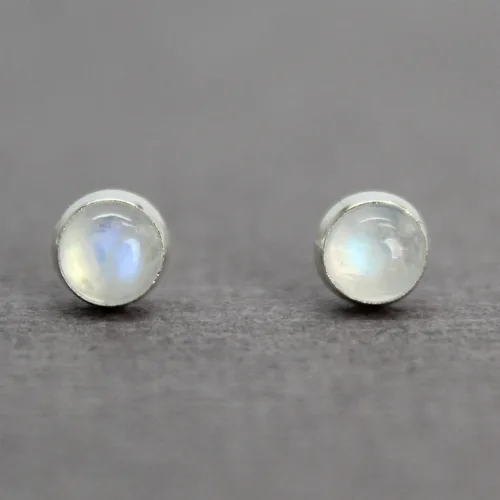 Vista 66 de Aretes de tuerca con piedras preciosas para mujeres y niñas, bisel redondo de 0.157 in de plata esterlina 925