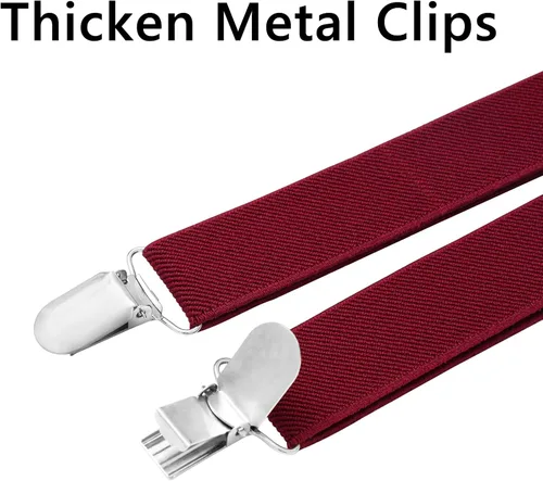 Vista 5 de habibee Color sólido para hombre en forma de Y con clips fuertes tirantes ajustables