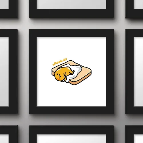Vista 3 de Trends International Gallery Pops Gudetama - Póster de pared Whatever Wall Art, 12 x 12 pulgadas, versión enmarcada en negro Versión con marco negro