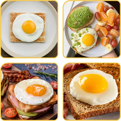 Vista 7 de Anillos de silicona antiadherentes mejorados, molde líquido a prueba de fugas para freír huevos y sándwiches de desayuno, paquete de 4 anillos