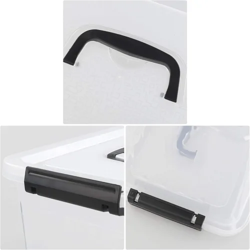Vista 3 de Cajas de almacenamiento de 10 litros, bolsas de almacenamiento de plástico transparente con tapas, juego de 6
