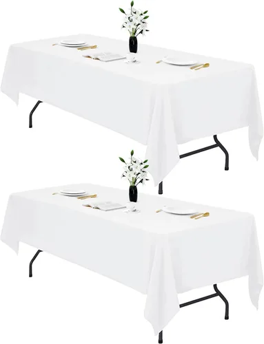 Vista 12 de IVAPUPU 2 manteles rectangulares color negro para mesa rectangular de 60 x 102 pulgadas, impermeables, lavables, resistentes a las arrugas