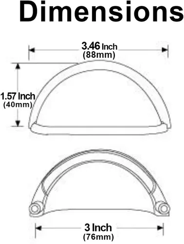 Vista 3 de HARPOON Paquete de 10 tiradores para cajones de tazas de latón antiguo, tiradores de gabinete de cocina de 3 pulgadas y 2.992 in