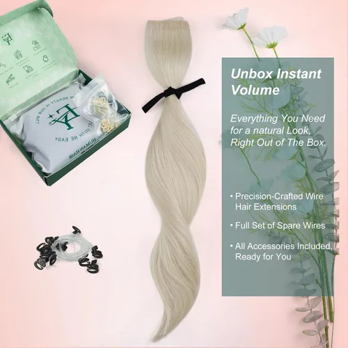Vista 33 de Easyouth Extensión de cabello humano rubio con cola de caballo, extensiones de cabello humano rubio dorado con reflejos rubios, extensiones
