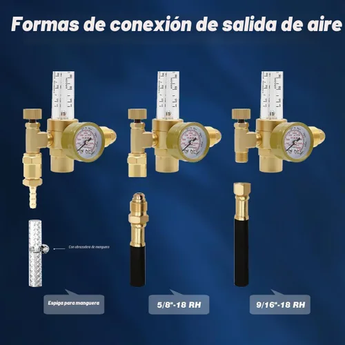 Vista 4 de Medidor de flujo del regulador de gas de soldadura de argón con manómetro de presión de CO2 de manguera de gas
