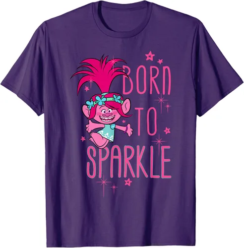 Vista 72 de DreamWorks Trolls Camiseta Born to Sparkle Negro