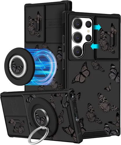 Vista 71 de Funermei Funda para teléfono Samsung Galaxy A15 5G - [2 en 1] Funda para teléfono de mujeres lindas chicas, diseño femenino de mariposa negra
