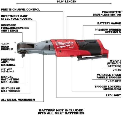 Vista 3 de Milwaukee Fuel 2557-20 M12 - Trinquete 3/8 pulgadas (solo herramienta)