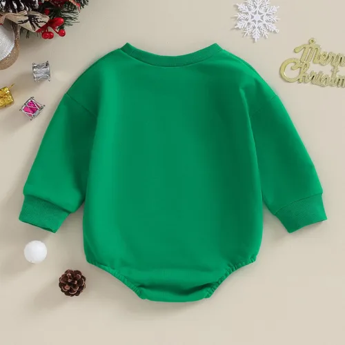 Vista 3 de Traje de Navidad para bebé recién nacido, con cuello redondo, manga larga, con burbujas, de gran