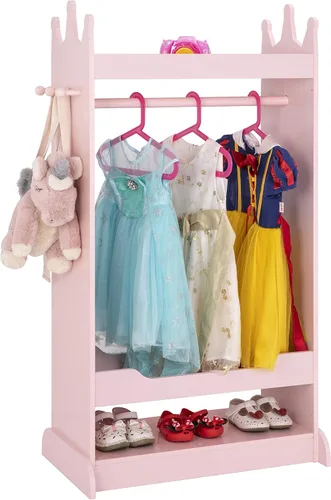 Vista 9 de UTEX Almacenamiento de Disfraces para Niños con Espejo, Guardarropa de Disfraces para Niños, Armario Colgante Abierto, Closet de Almacenamiento